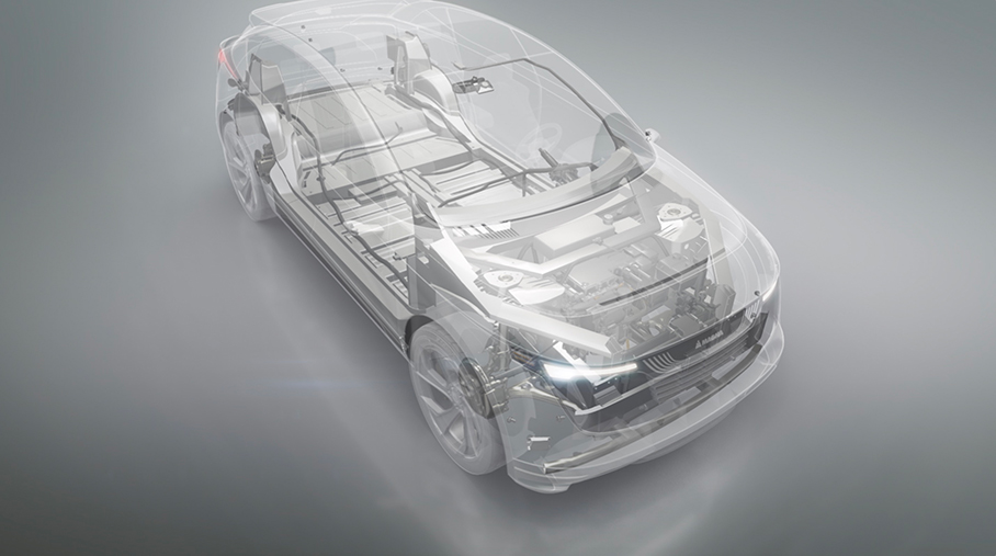 Ghosted vehicle showing alternative driveline integration