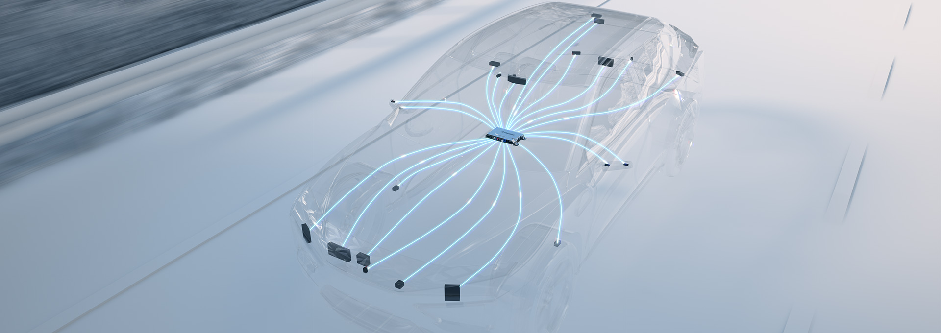 ClearView mirror showing 3 views: behind the vehicle and both sides which helps with a wider field of vision and reducing blind spots.
