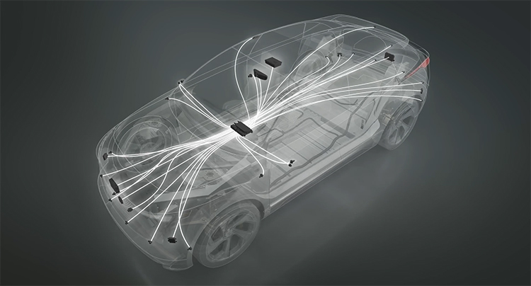 Ghosted vehicle showing all of the sensors that are in the vehicle