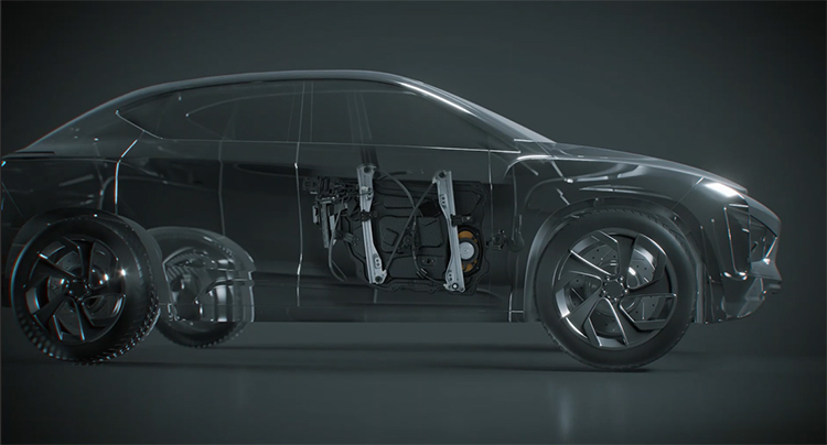 Ghosted vehicle showing the mechanics of the Sustainable Door Carrier